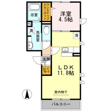 寺田町駅 徒歩15分 1階の物件間取画像